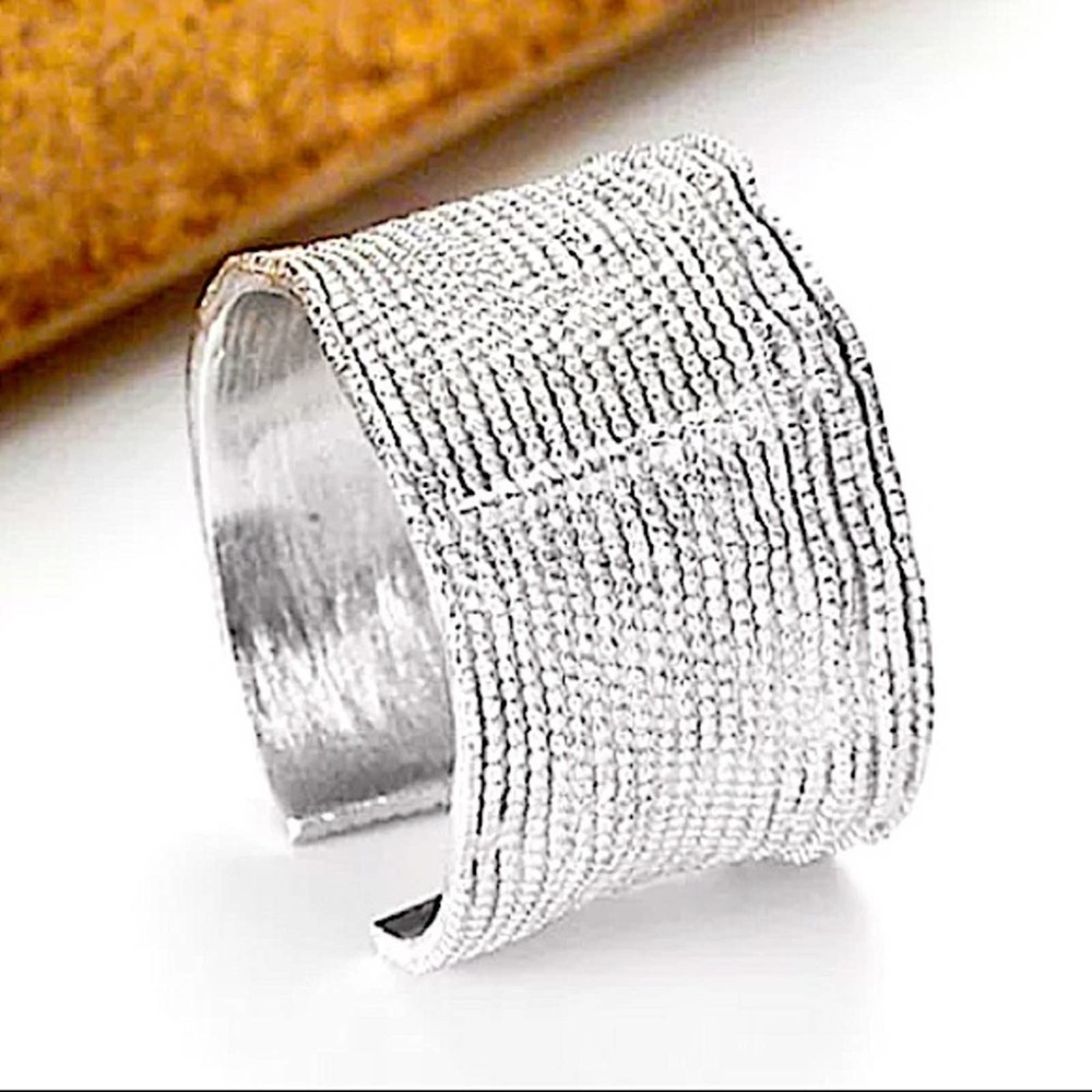 Sterling Silver Plated Irregular Texture Ring - image 7